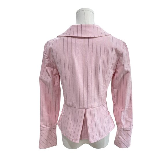 Beau Bois Pink Pinstripe Blazer Fitted Career Workwear Soft Girl Cottagecore - Picture 8 of 10